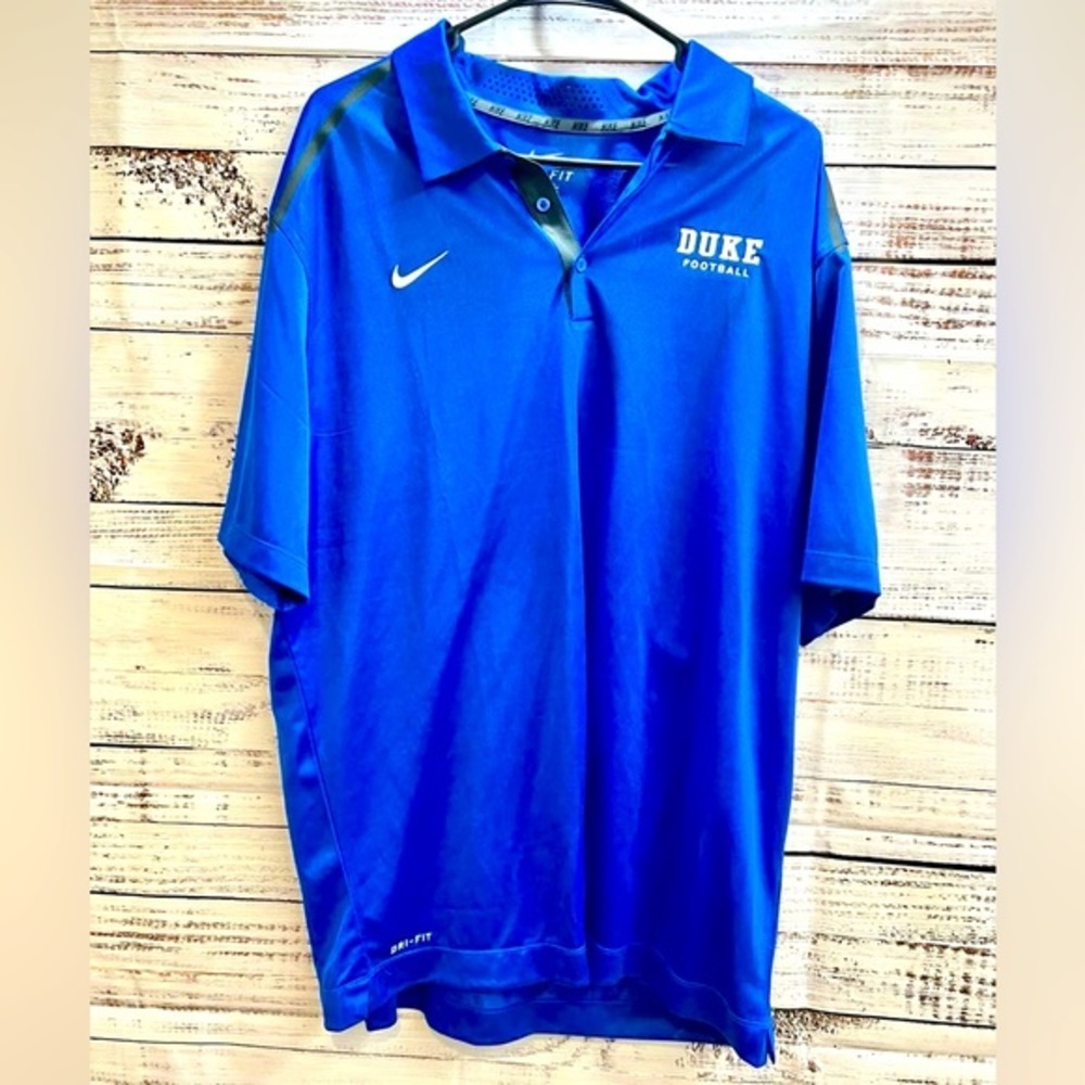 Nike Elite Duke Blue Devils Football Dri Fit Polo Shirt Mens XL Fit‎ Dry